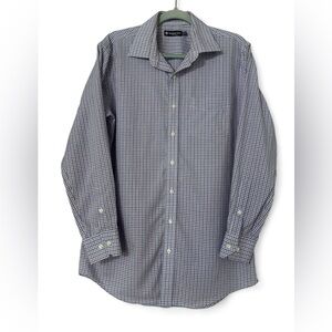 Member’s Mark Men’s Button-Down Shirt Medium (15-15½, 32-33) Navy/Burgundy Plaid